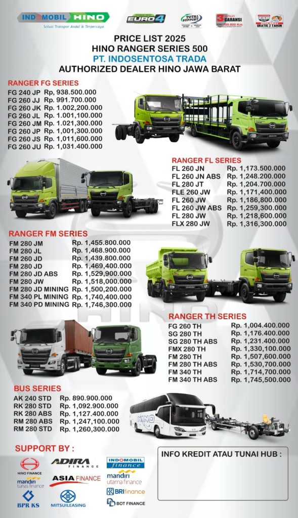 harga hino 2025